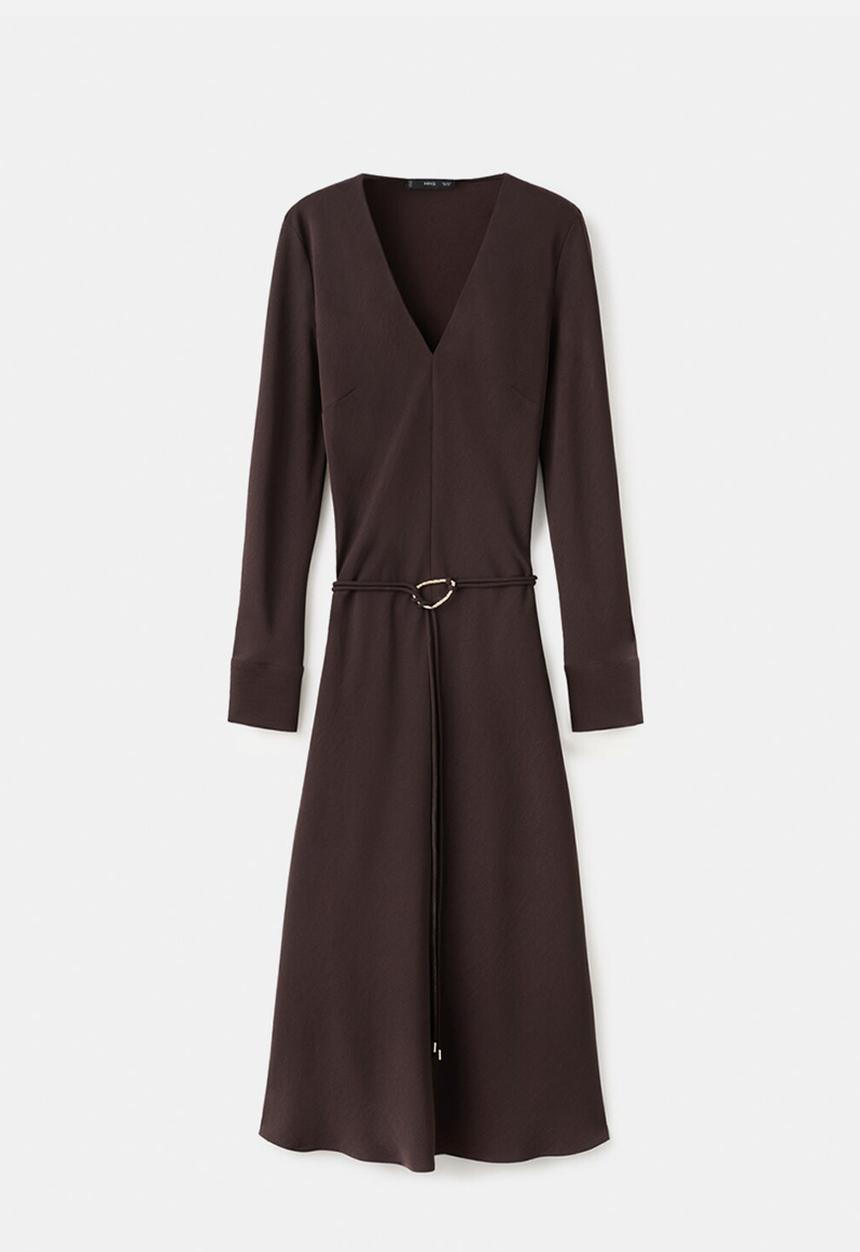 MANGO - Dress marine - brown