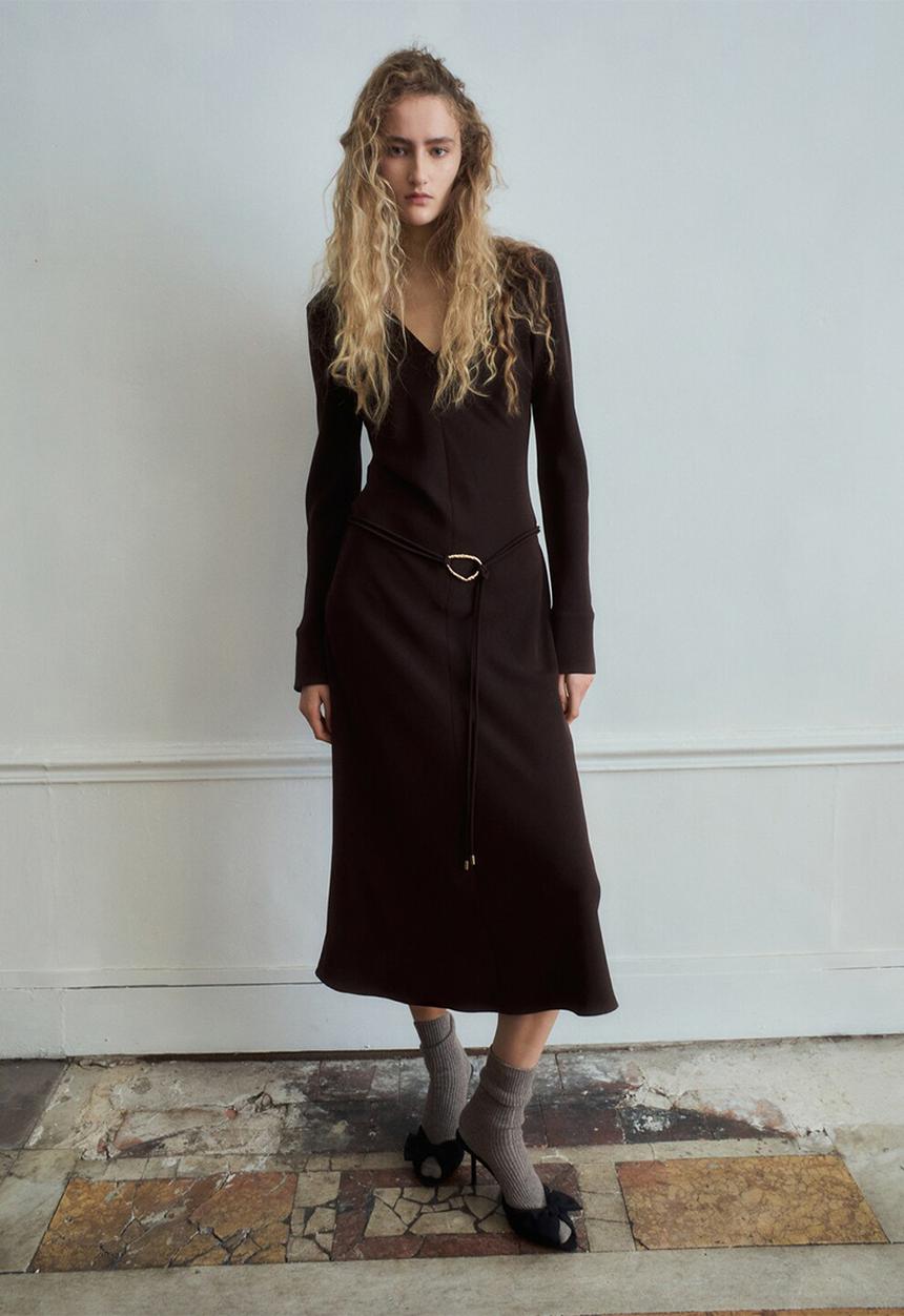 MANGO - Dress marine - brown