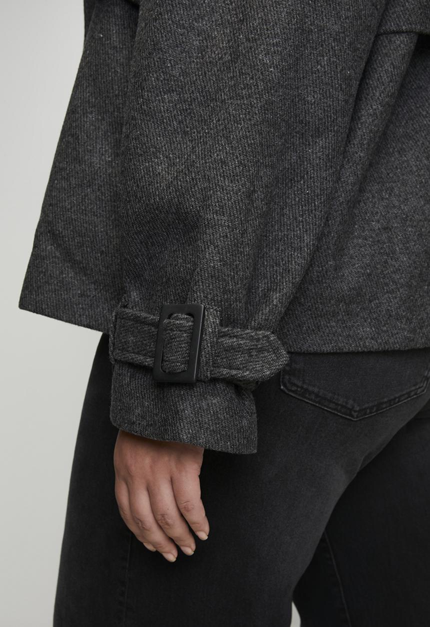 Trendyol - Regular Plus Size Coat - Dark Grey