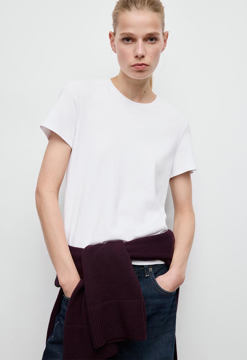 MANGO - T-shirt riti - white