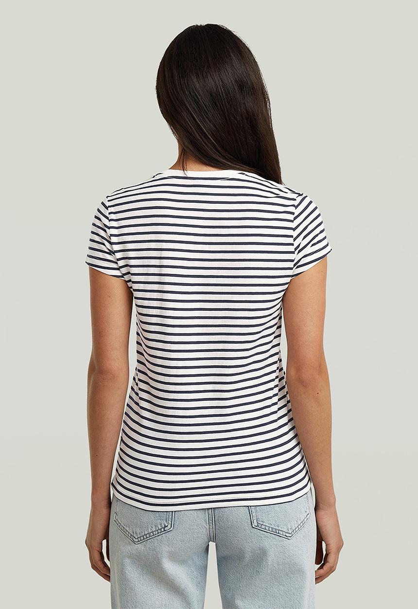 G-STAR - Stripe eyben slim v-neck t 2.0 wmn - salute/milk stripe