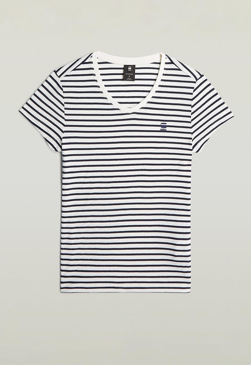 G-STAR - Stripe eyben slim v-neck t 2.0 wmn - salute/milk stripe