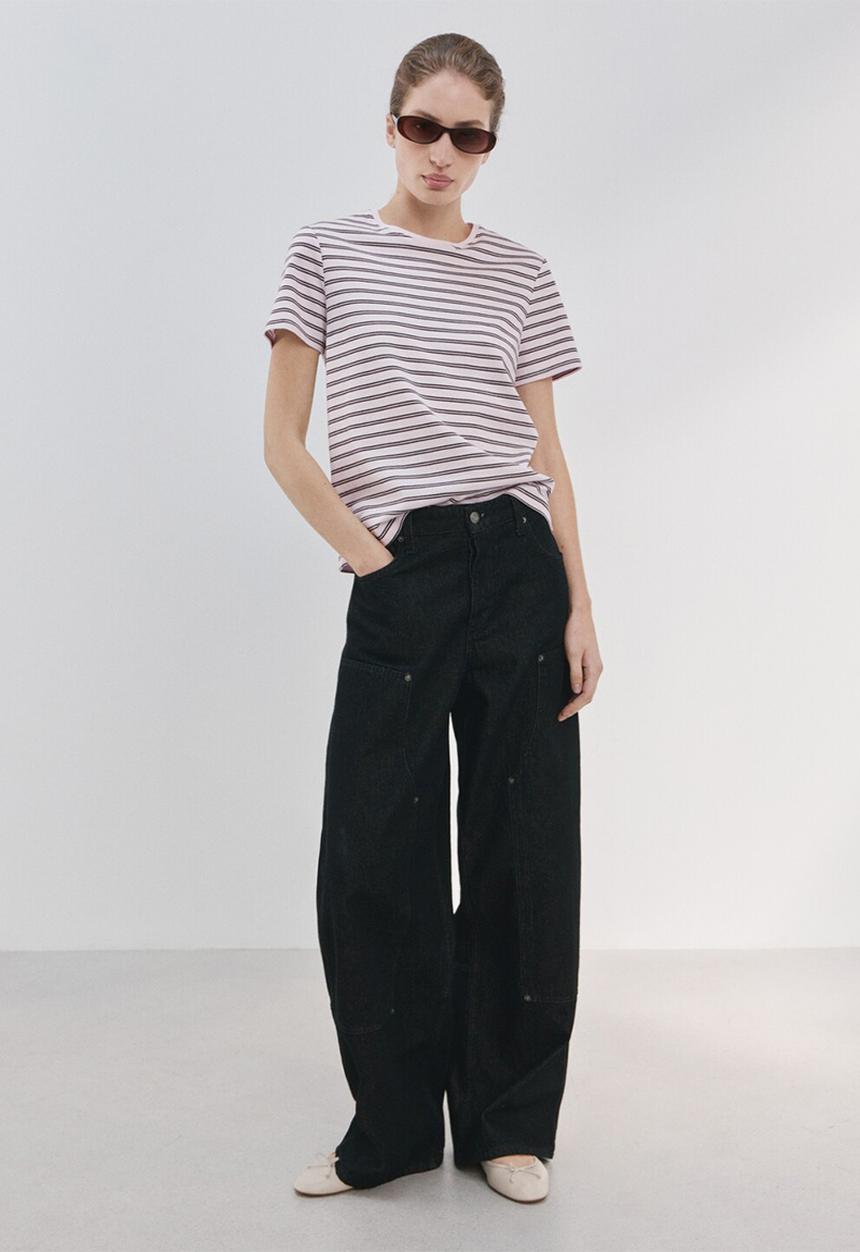MANGO - T-shirt riti - light pastel pink
