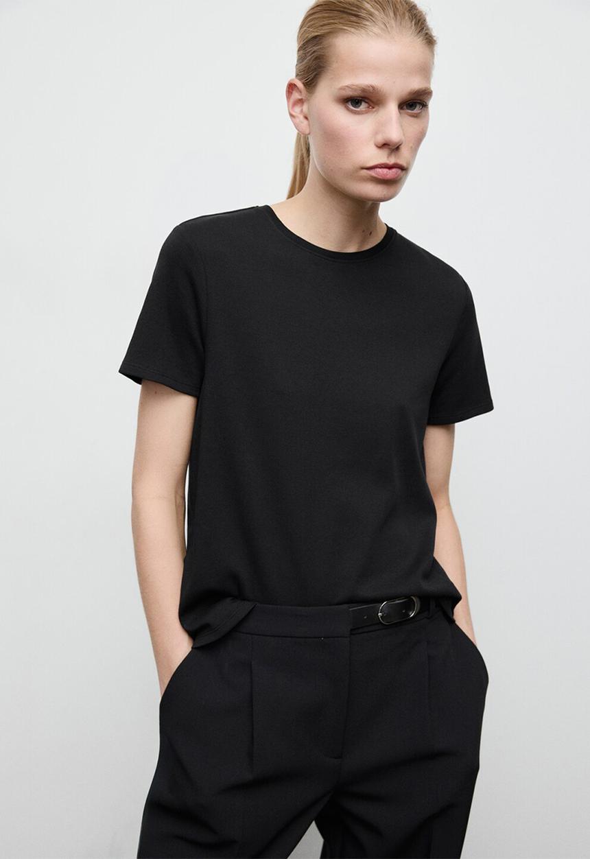 MANGO - T-shirt riti - black