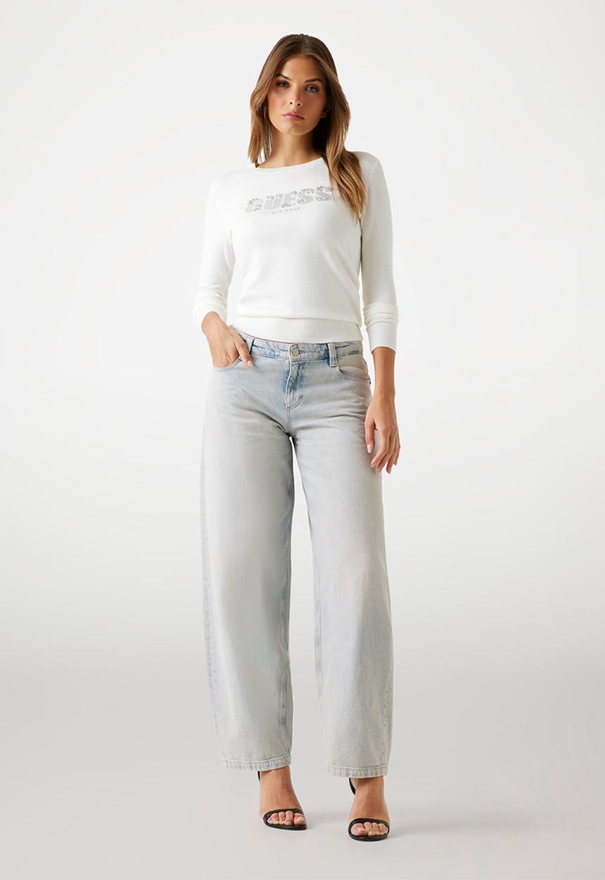 GUESS - Reyna Logo Sweater - Cream White