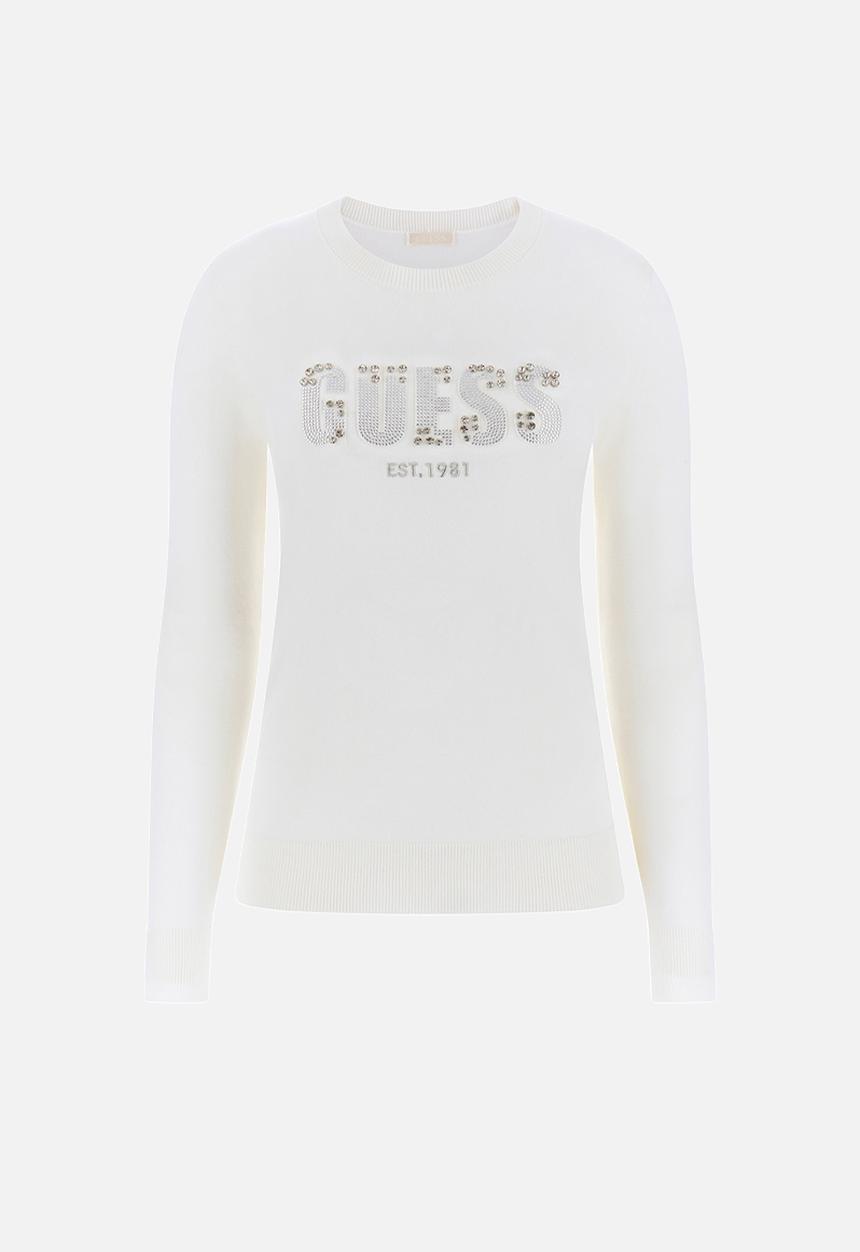 GUESS - Reyna Logo Sweater - Cream White