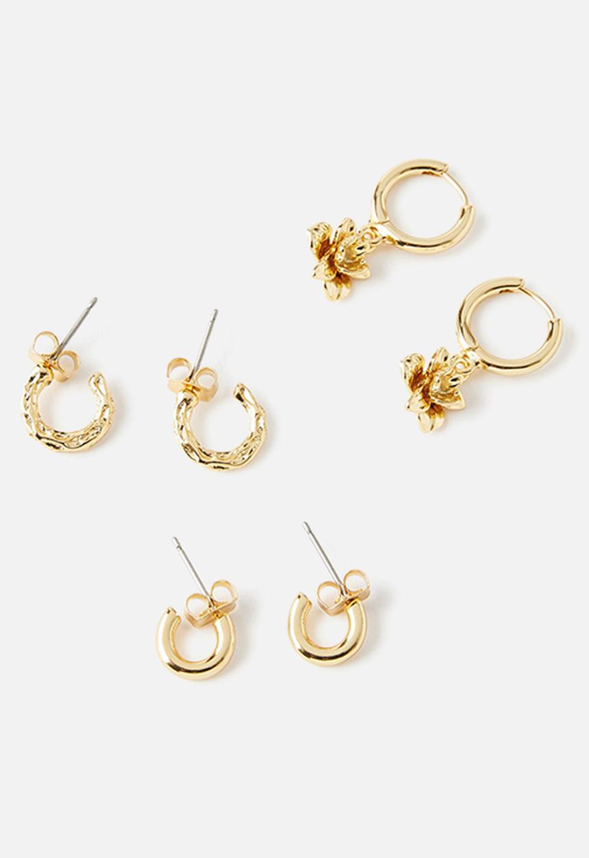Rubi - 3pk mid earring - gold trinket orchid hoop
