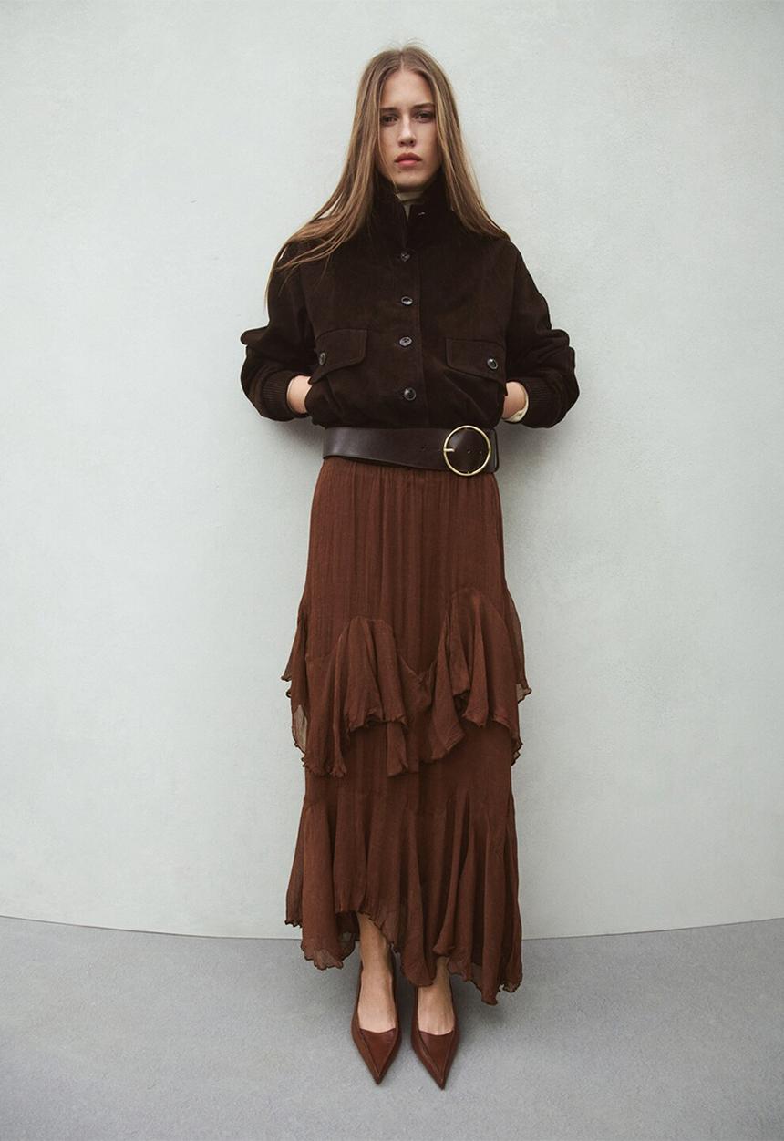 MANGO - Skirt ceci- brown