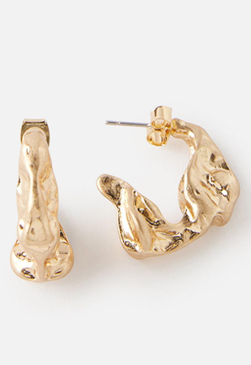 Rubi - Mid hoop earring - up gold trinket stone hoop