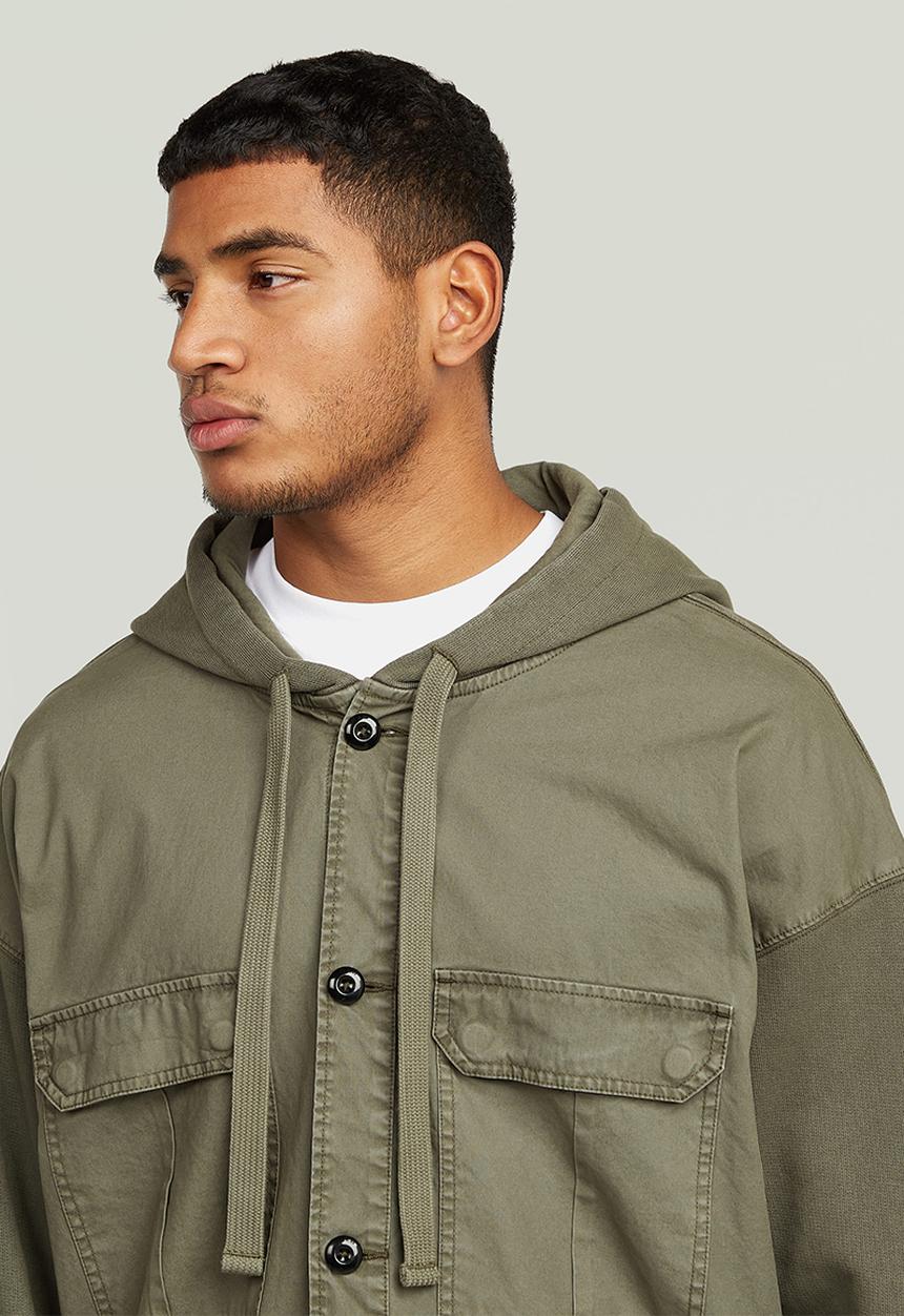 G-STAR - Woven Mix Loose Hooded Sw Overshirt - Shadow Olive Gd