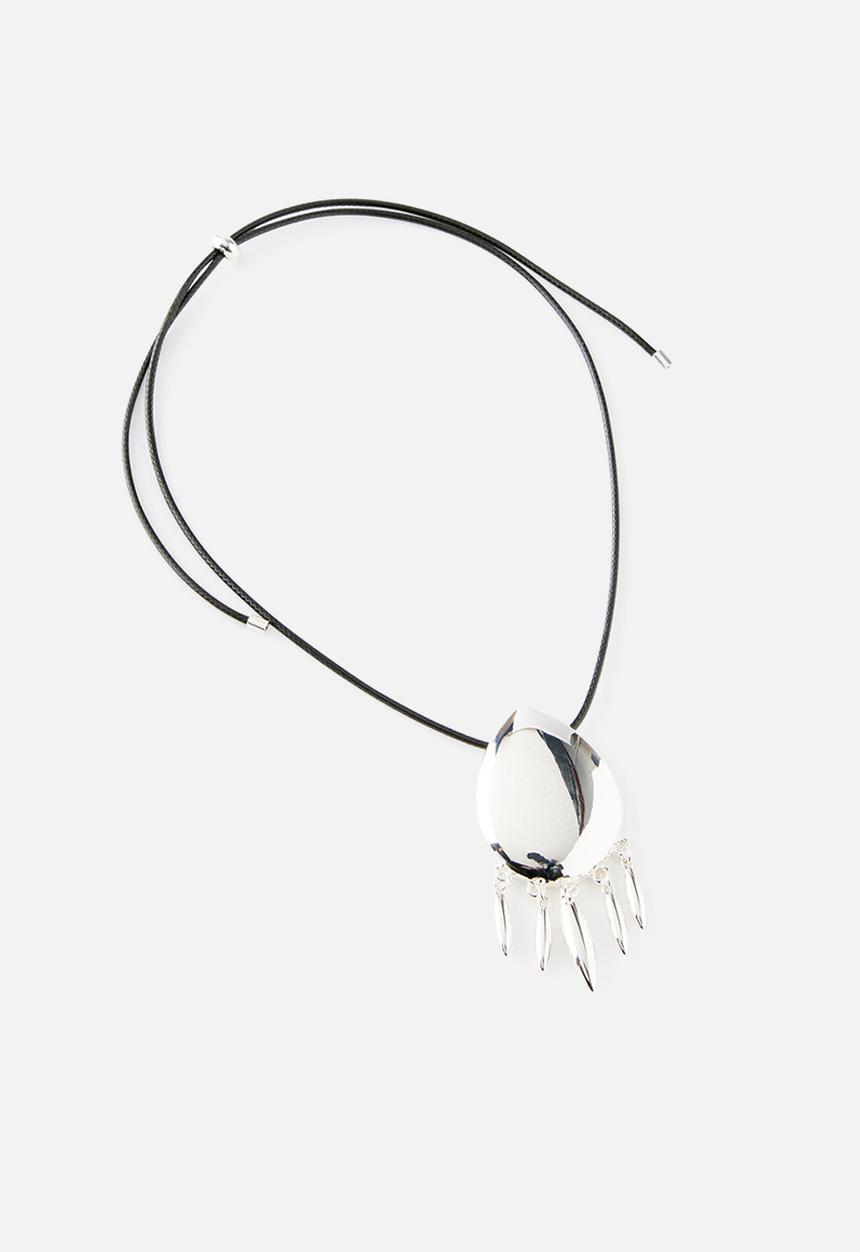 Rubi - Cord Pendant Teardrop Necklace- Silver