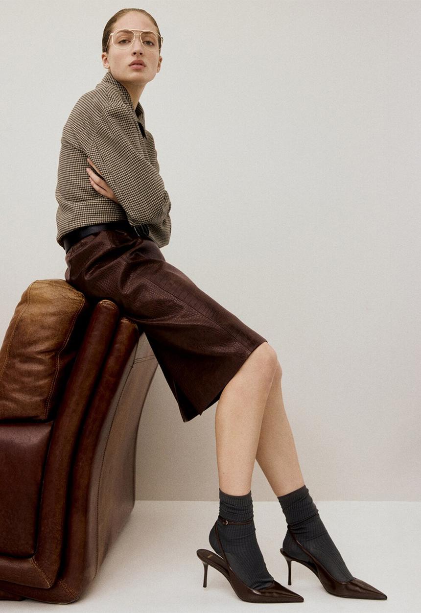 MANGO - Skirt dundee - brown