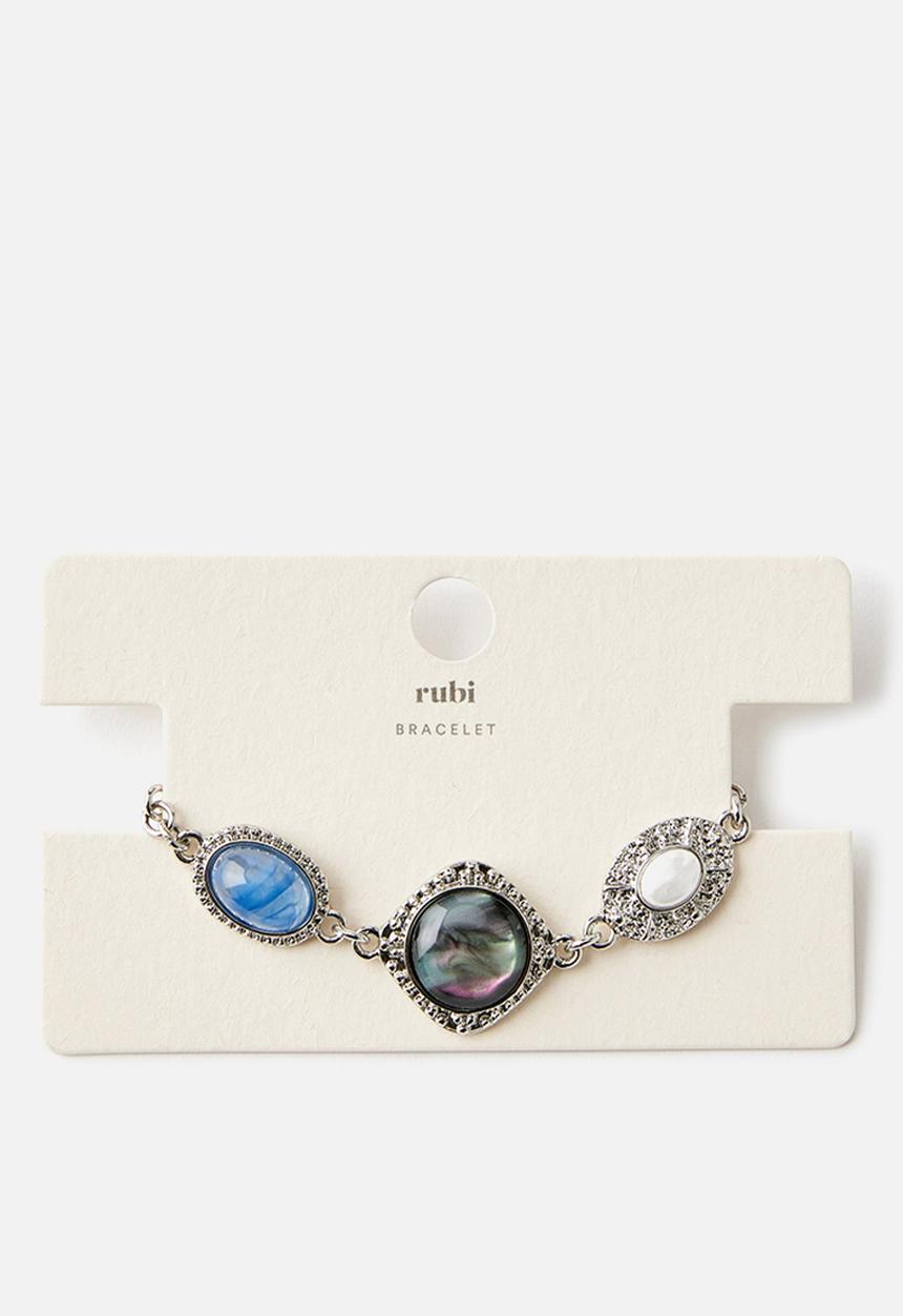 Rubi - Single multi stone charm bracelet - silver