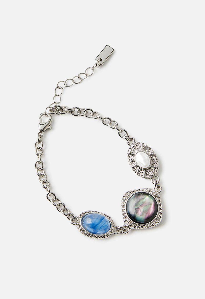 Rubi - Single multi stone charm bracelet - silver
