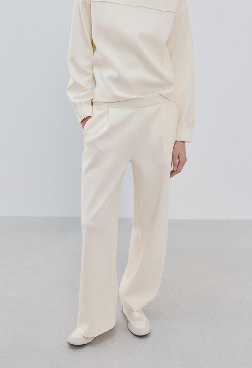 MANGO - Trousers pique  -  light beige