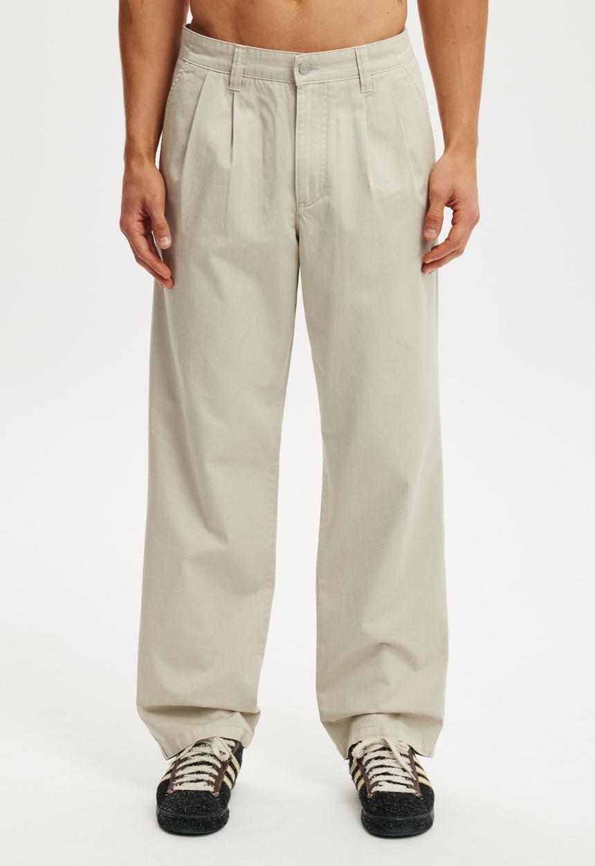 Cotton On - Baggy Pleated Pant - Stone
