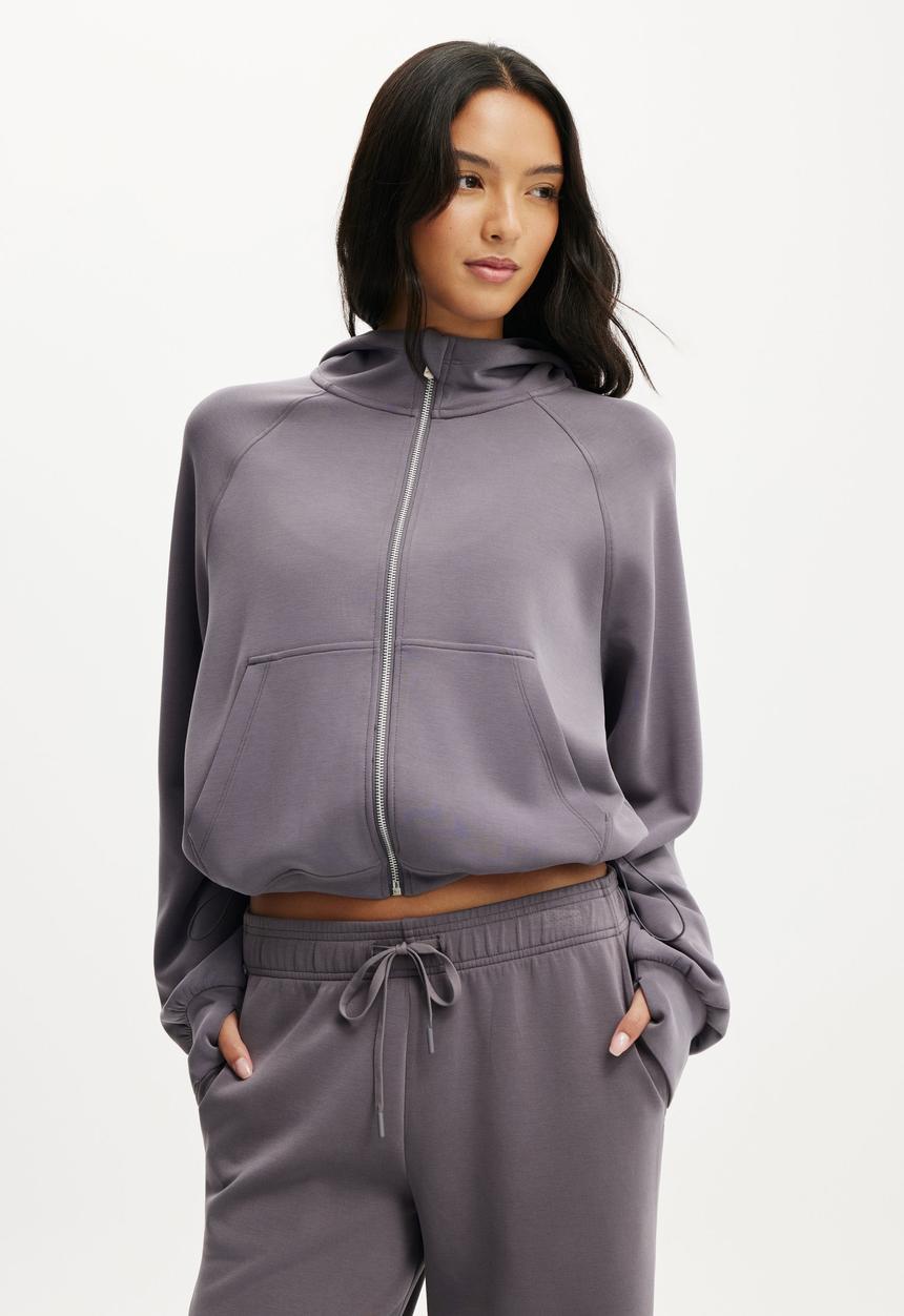 Cotton On - Ultimate Soft Hooded Jacket - Violet Grey