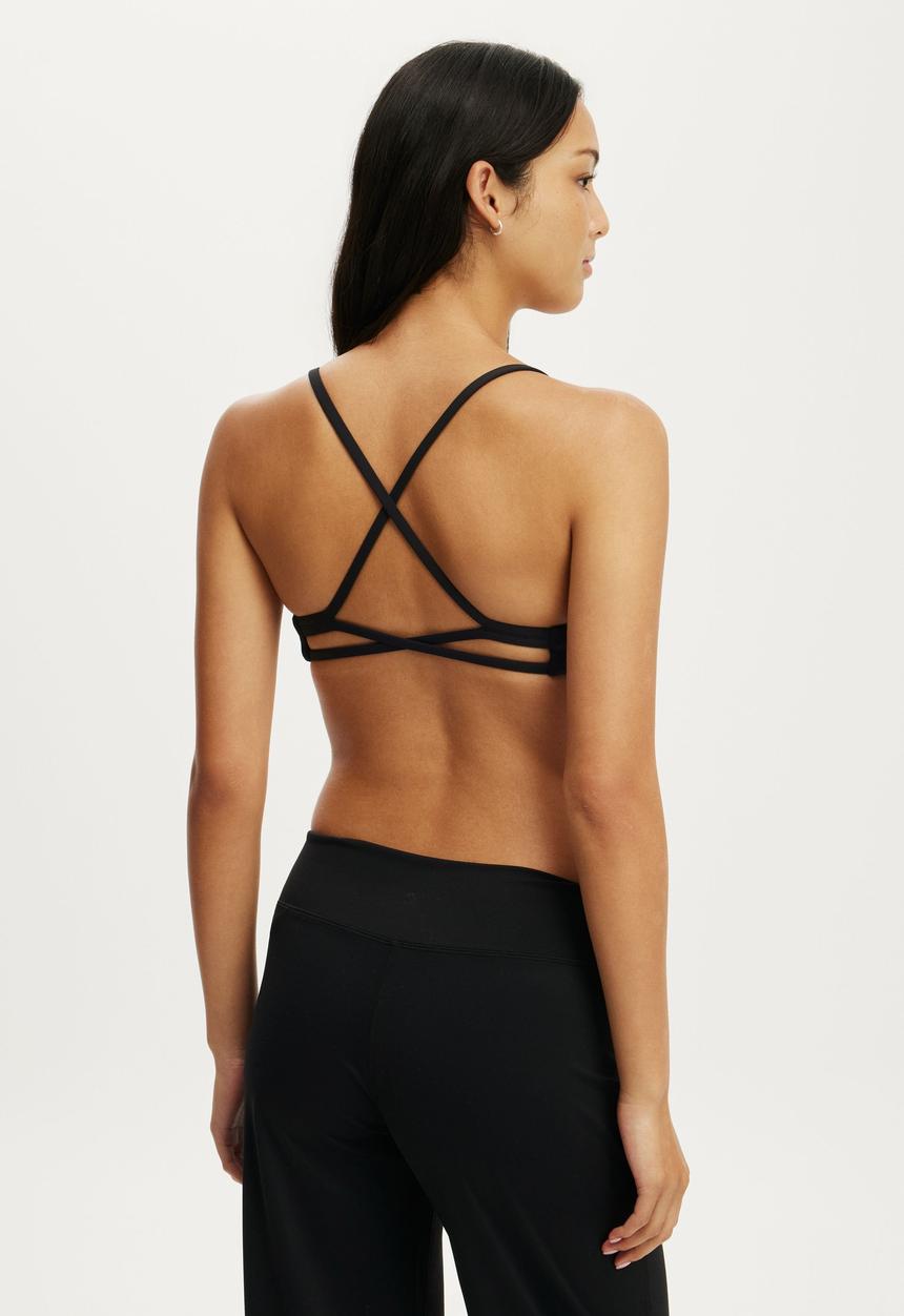 Cotton On - Ultra Luxe Strappy Cross Back Crop - Black