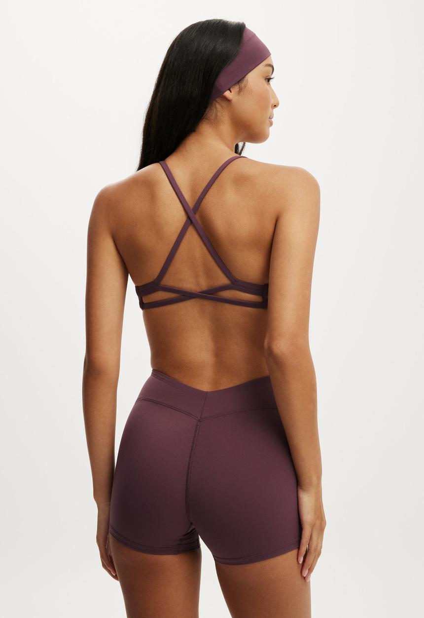Cotton On - Ultra Luxe Strappy Cross Back Crop - Choc Plum