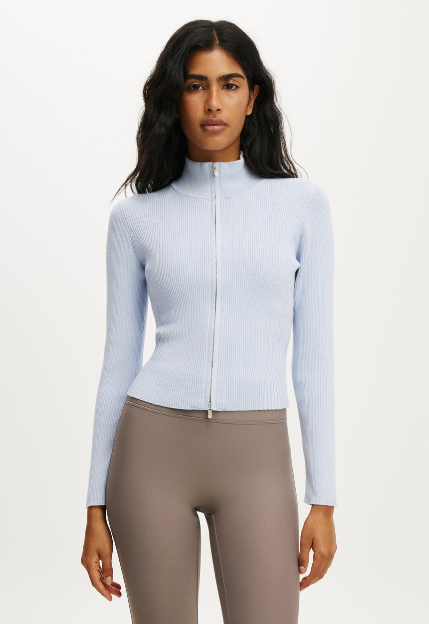 Cotton On - Contour Knit Zip Through - Violet Blue