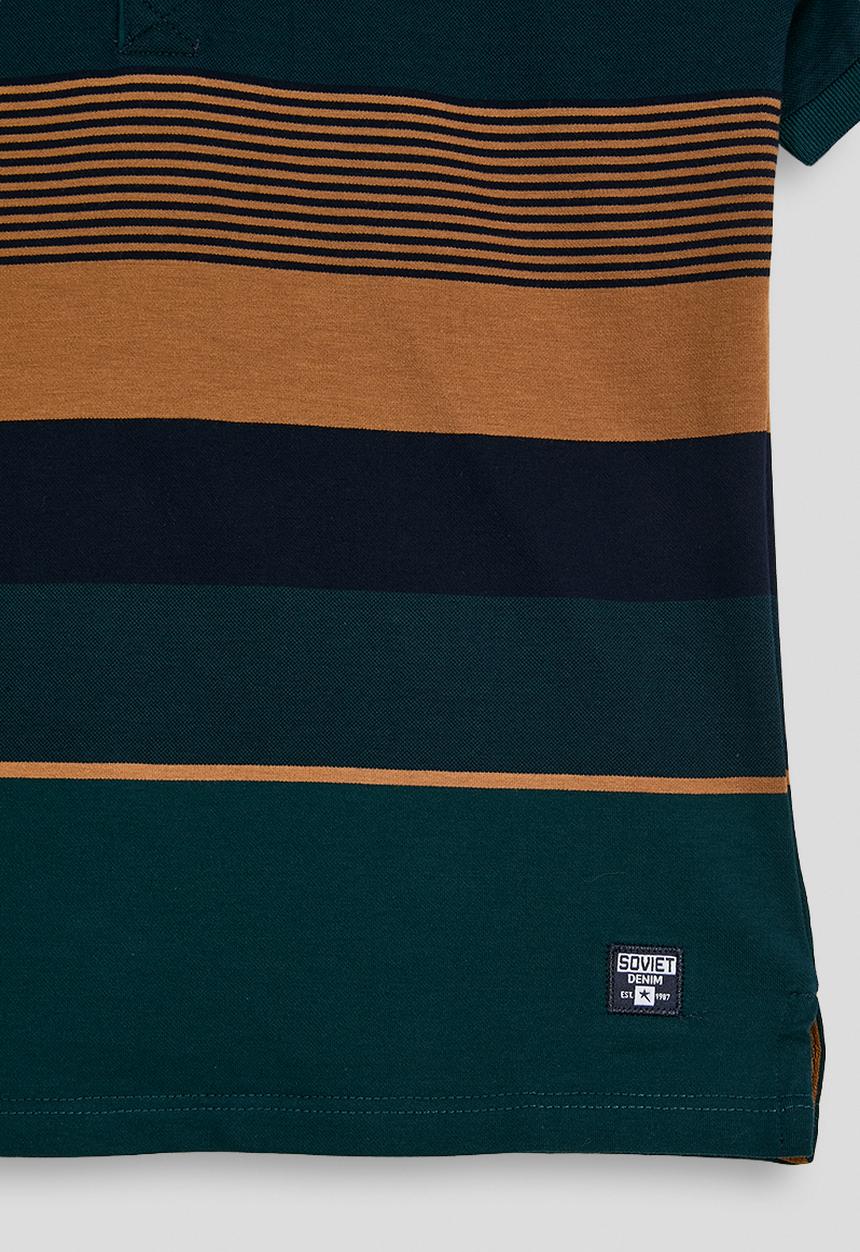 SOVIET - Boys Y/Dye Stripe Golfer - Deep Teal