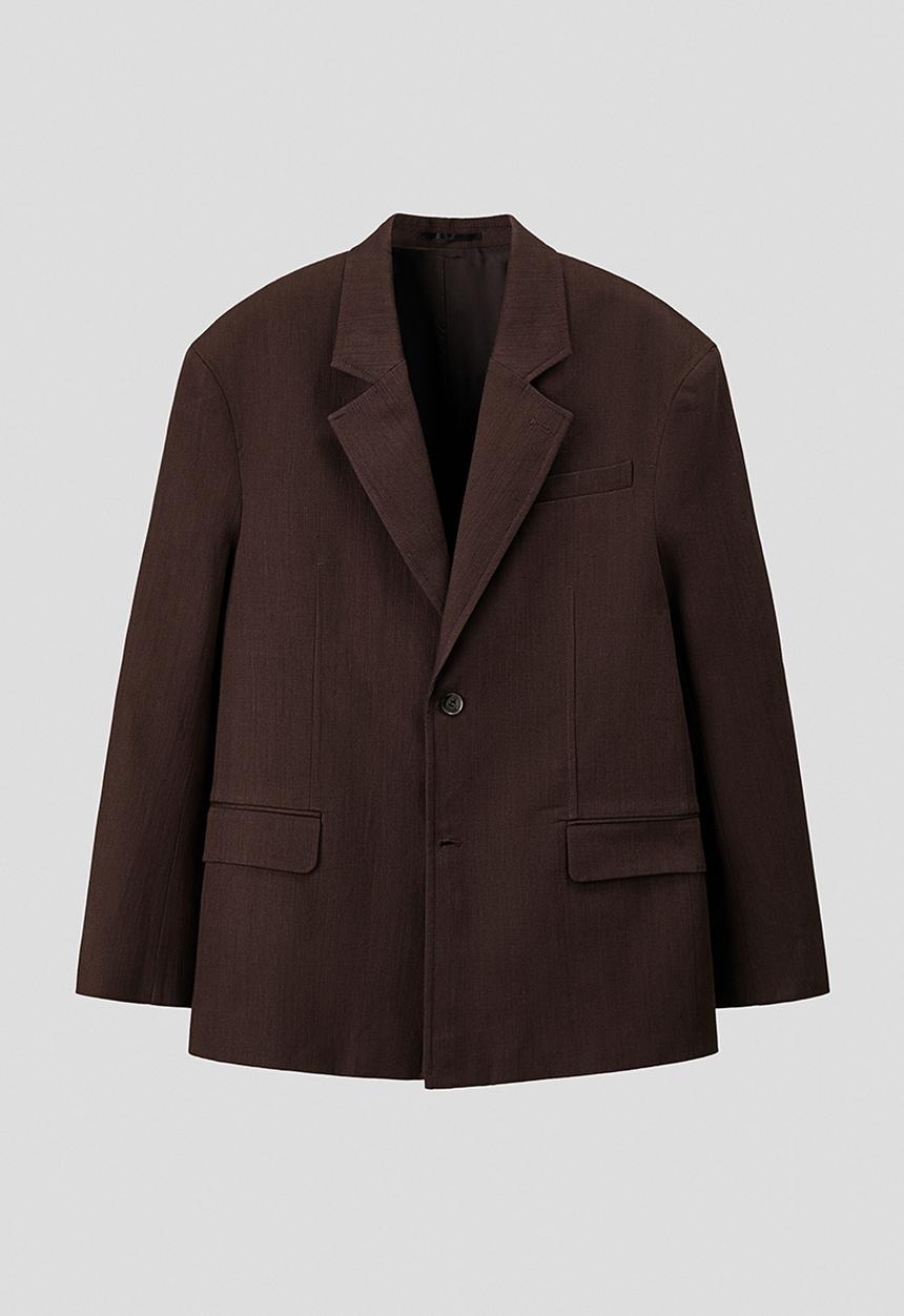 H&M Atelier: Relaxed fit single-breasted linen jacket - dark brown