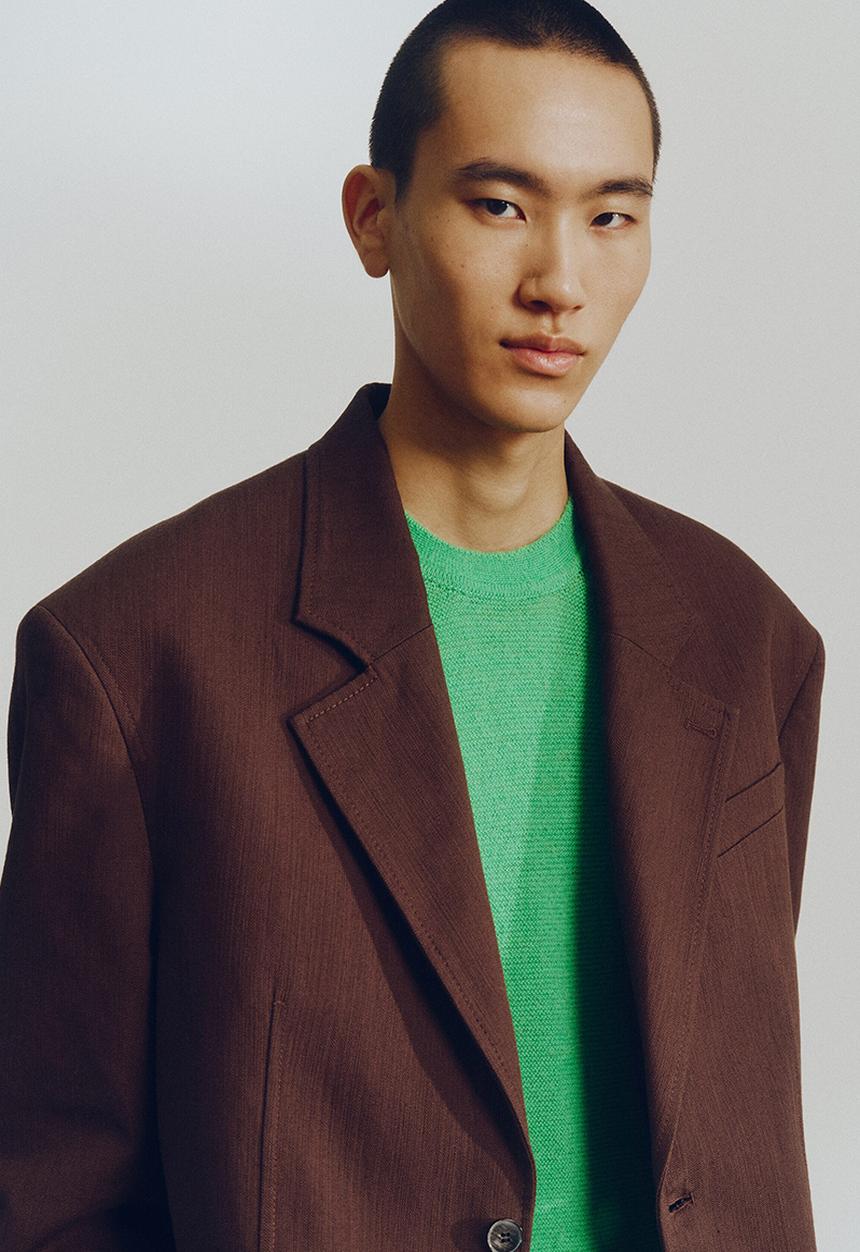 H&M - H&M Atelier: Relaxed fit single-breasted linen jacket - dark brown