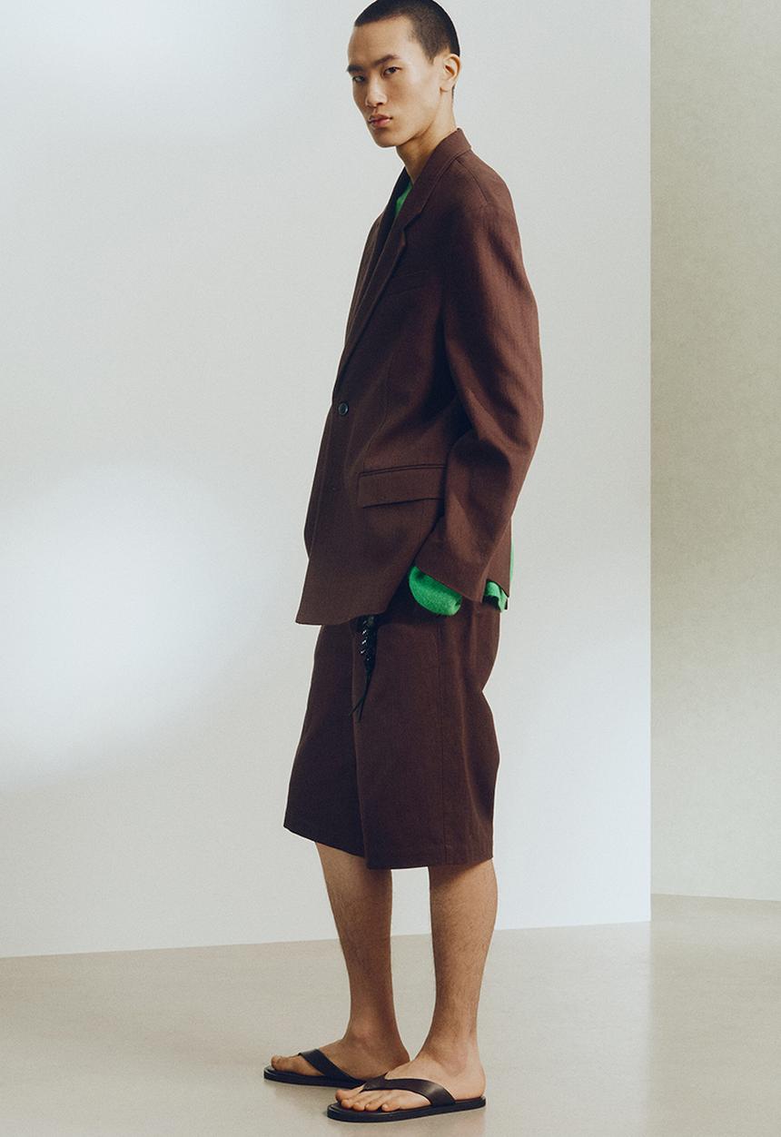 H&M - H&M Atelier: Relaxed fit single-breasted linen jacket - dark brown