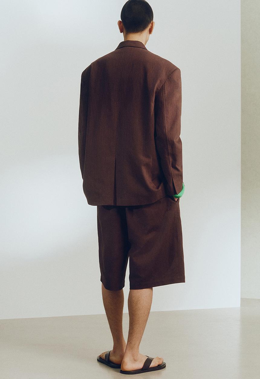H&M - H&M Atelier: Relaxed fit single-breasted linen jacket - dark brown