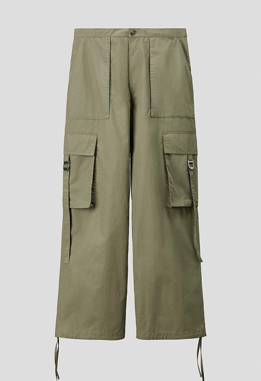 H&M - H&M Atelier: Loose fit cargo trousers - khaki green