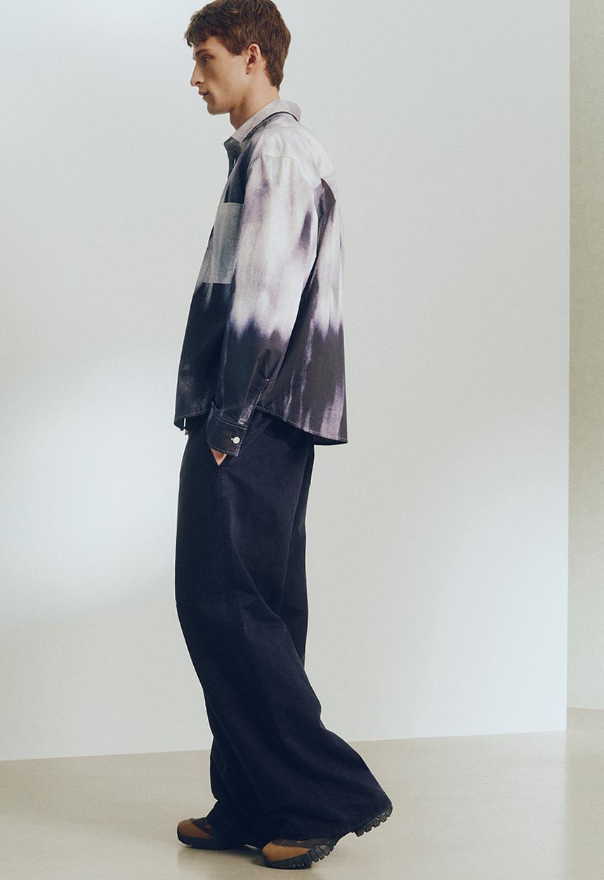 H&M - H&M Atelier: Relaxed fit cotton shirt - dark blue/patterned