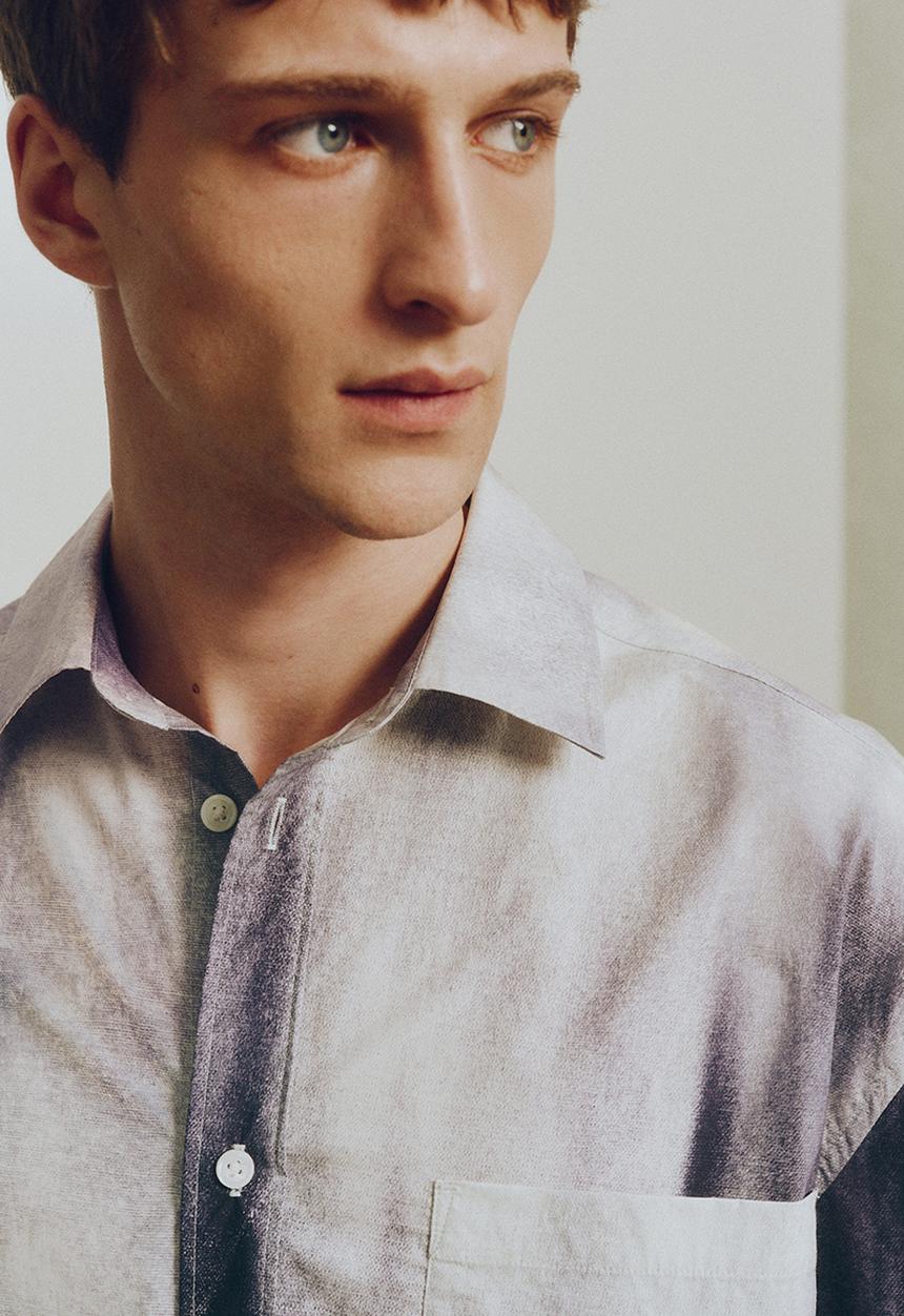 H&M - H&M Atelier: Relaxed fit cotton shirt - dark blue/patterned