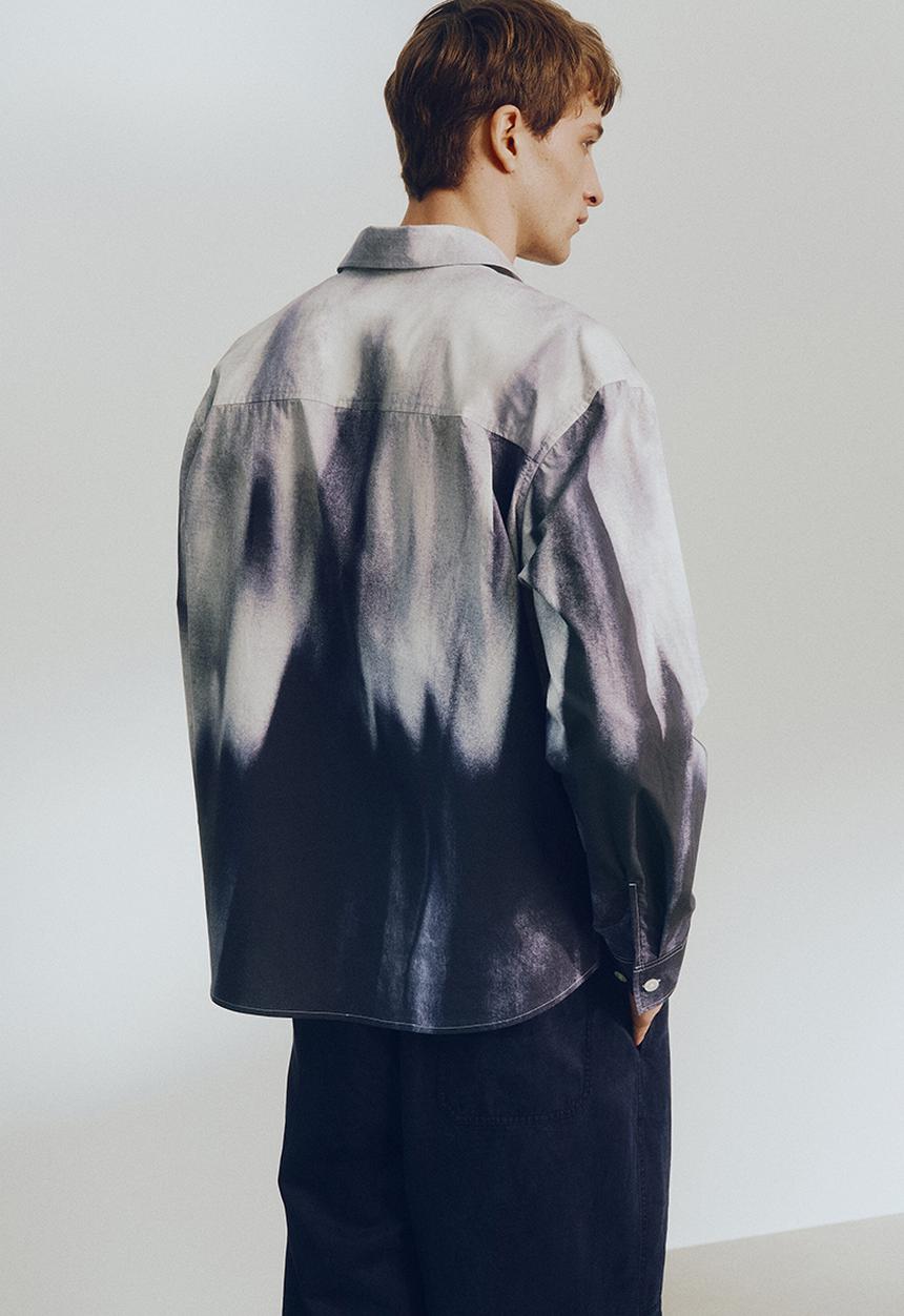 H&M - H&M Atelier: Relaxed fit cotton shirt - dark blue/patterned