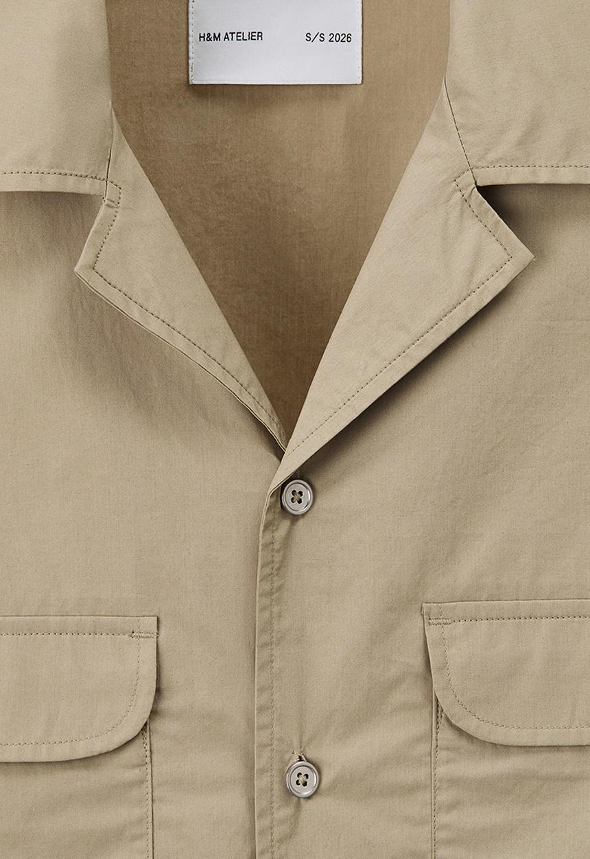 H&M - H&M Atelier: Loose fit cotton resort shirt - khaki green