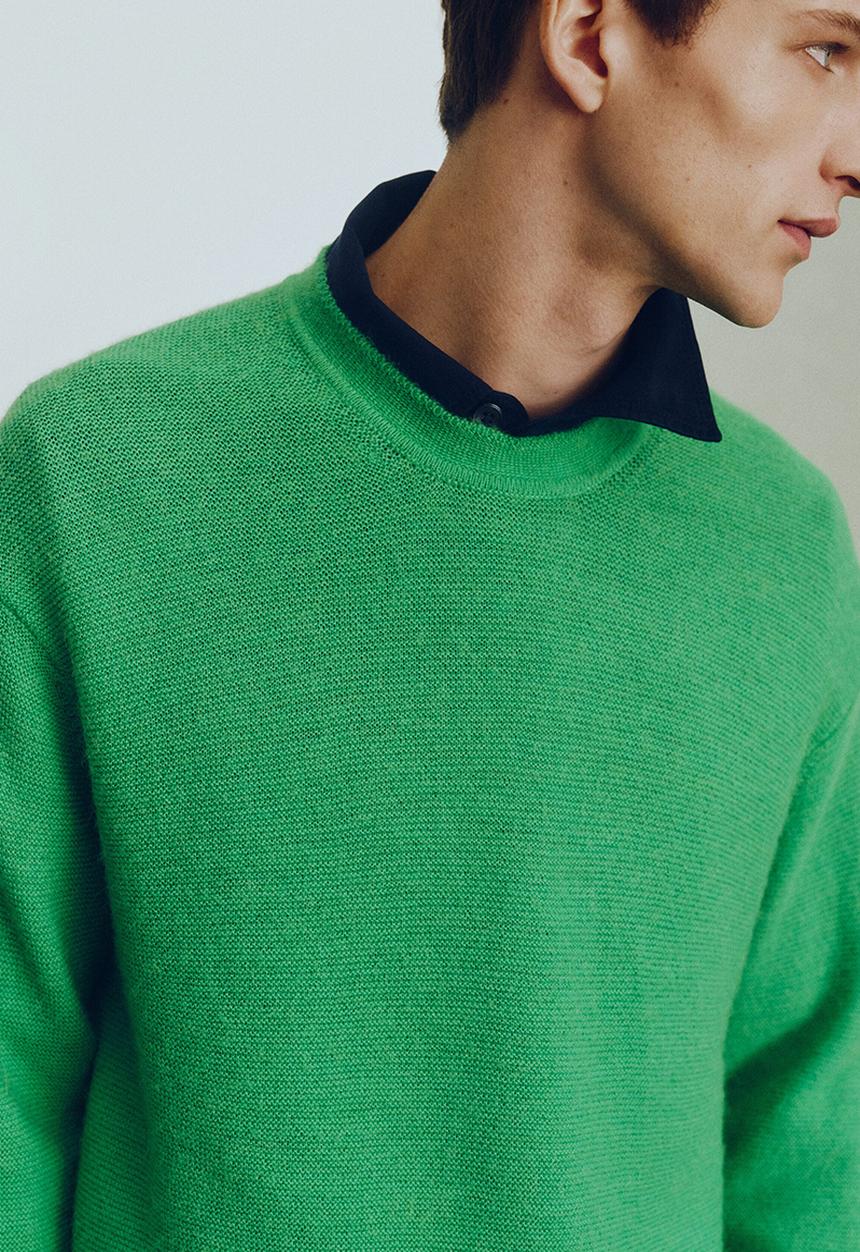 H&M - H&M Atelier: Loose fit wool-blend purl-knit jumper - bright green