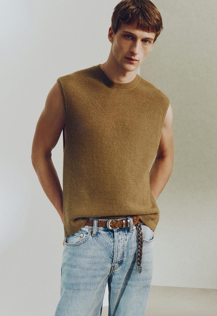H&M - H&M Atelier: Loose fit purl-knit sweater vest - brown