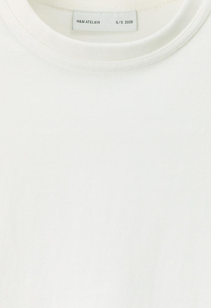 H&M - H&M Atelier: Loose fit long-sleeved cotton T-shirt - white