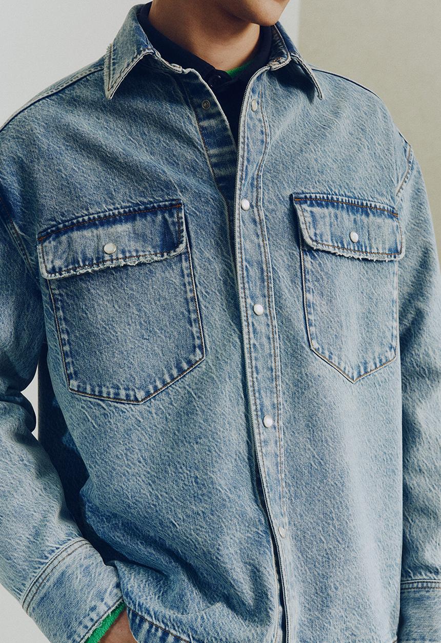H&M - H&M Atelier: Regular fit denim shirt - denim blue