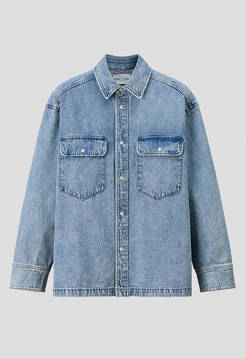 H&M - H&M Atelier: Regular fit denim shirt - denim blue