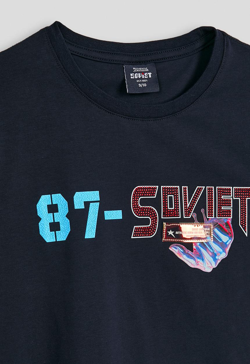 SOVIET - Fashion T-Shirt With Bling - Navy