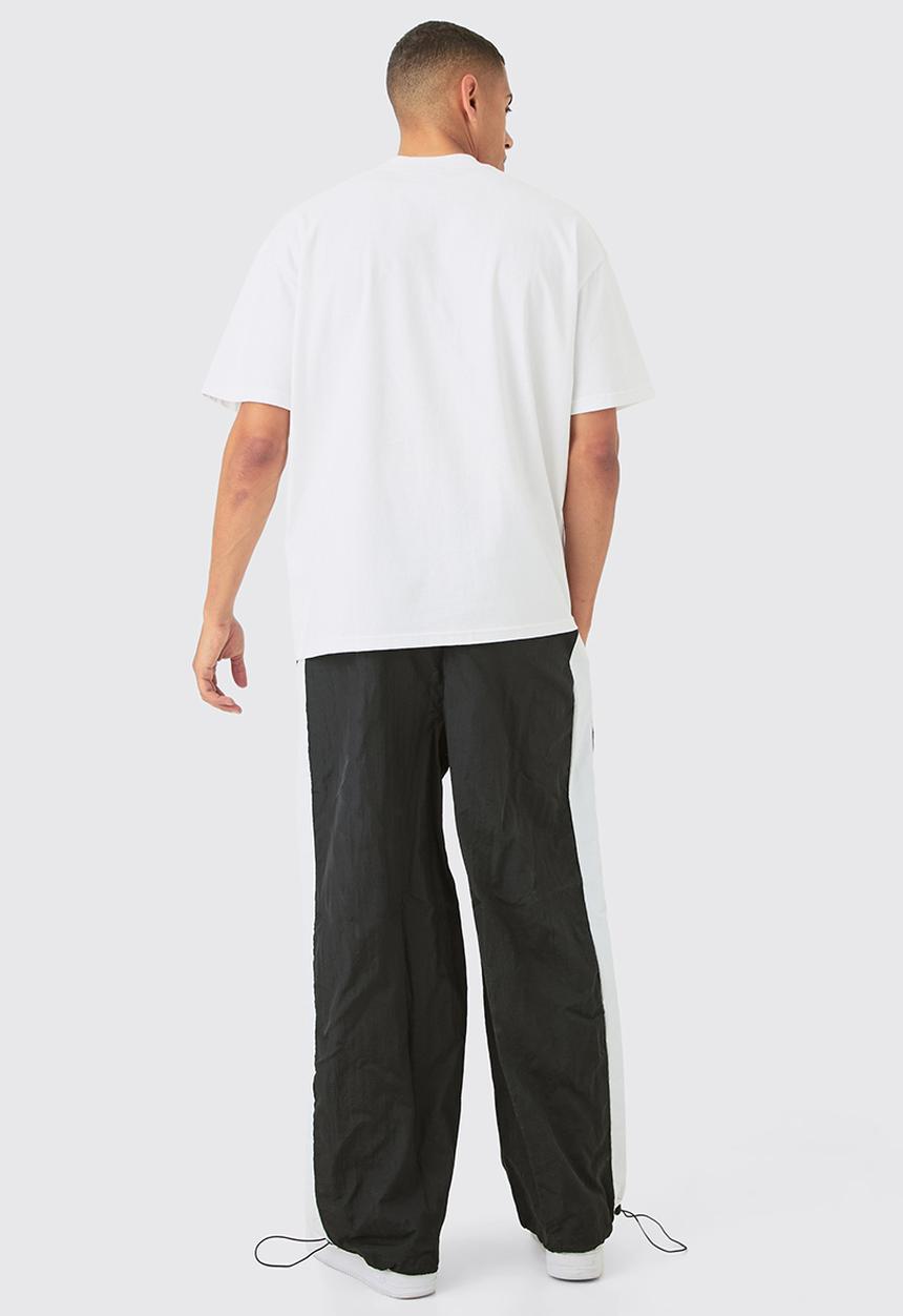 boohooMAN - OFCL Side Panel Parachute Pants - Black