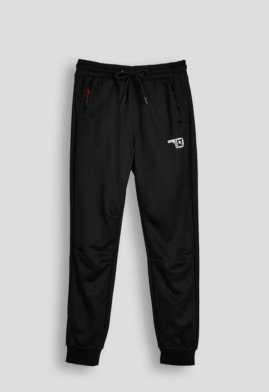 Boys Printed Track Pants - Black