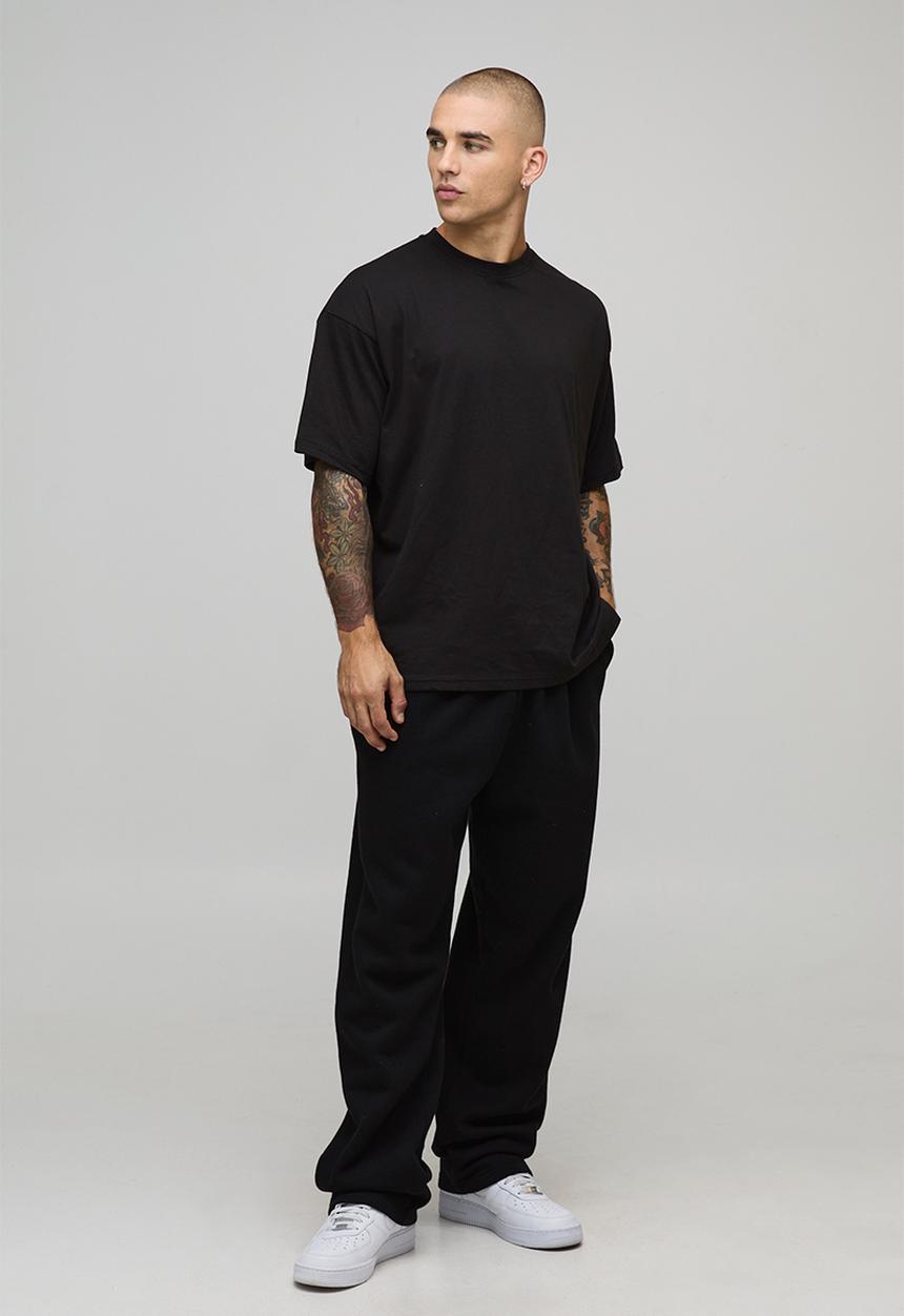 boohooMAN - Basic Oversized Extended Neck T-Shirt - Black