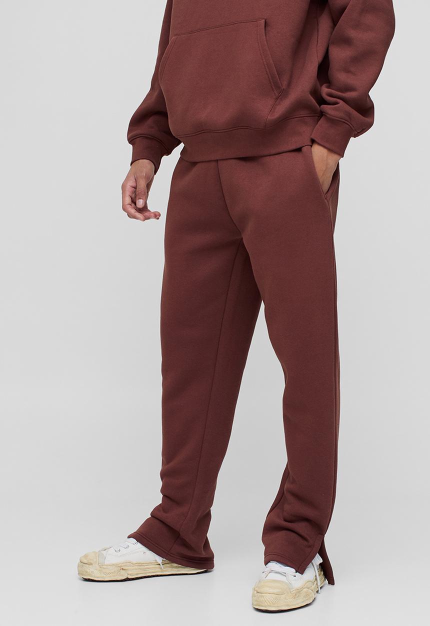 boohooMAN - Regular Fit Split Hem Jogger - Chocolate