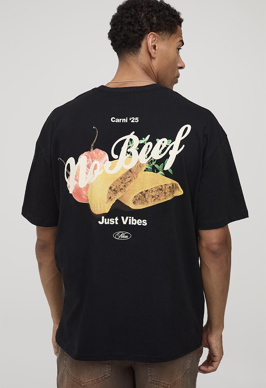 boohooMAN - Black Oversized No Beef Just Vibes T-Shirt - Black