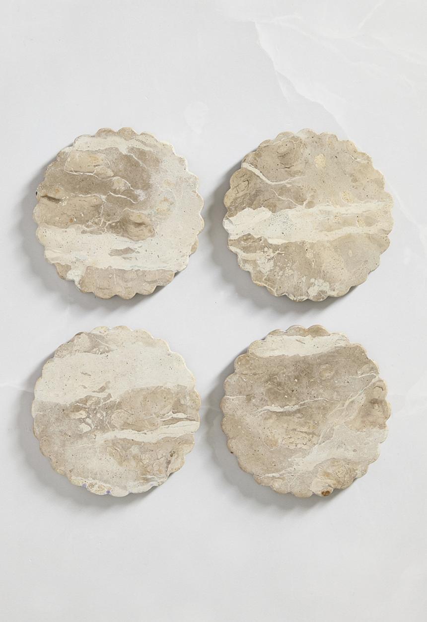 Sixth Floor - Scalloped Marble Coaster set of 4
