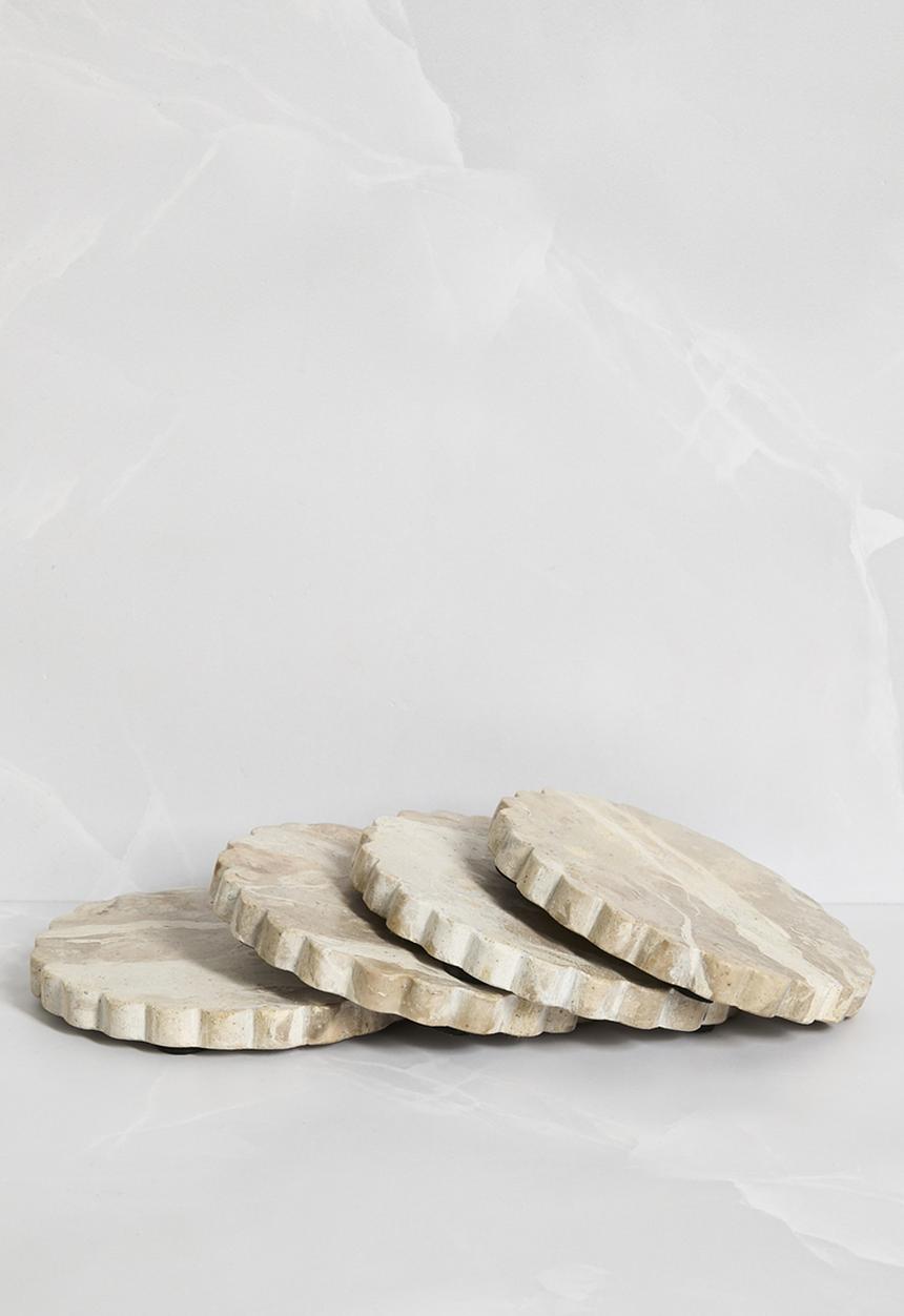 Sixth Floor - Scalloped Marble Coaster set of 4