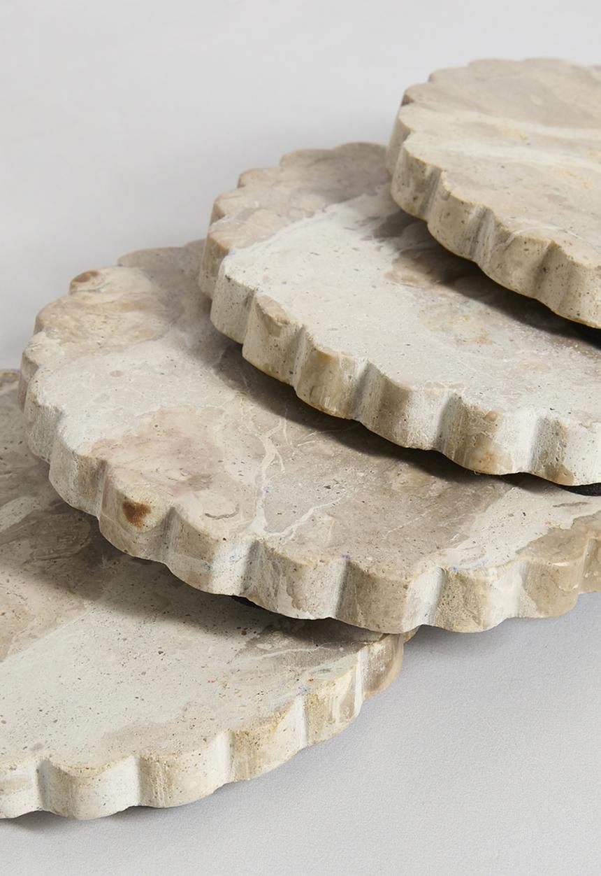 Sixth Floor - Scalloped Marble Coaster set of 4