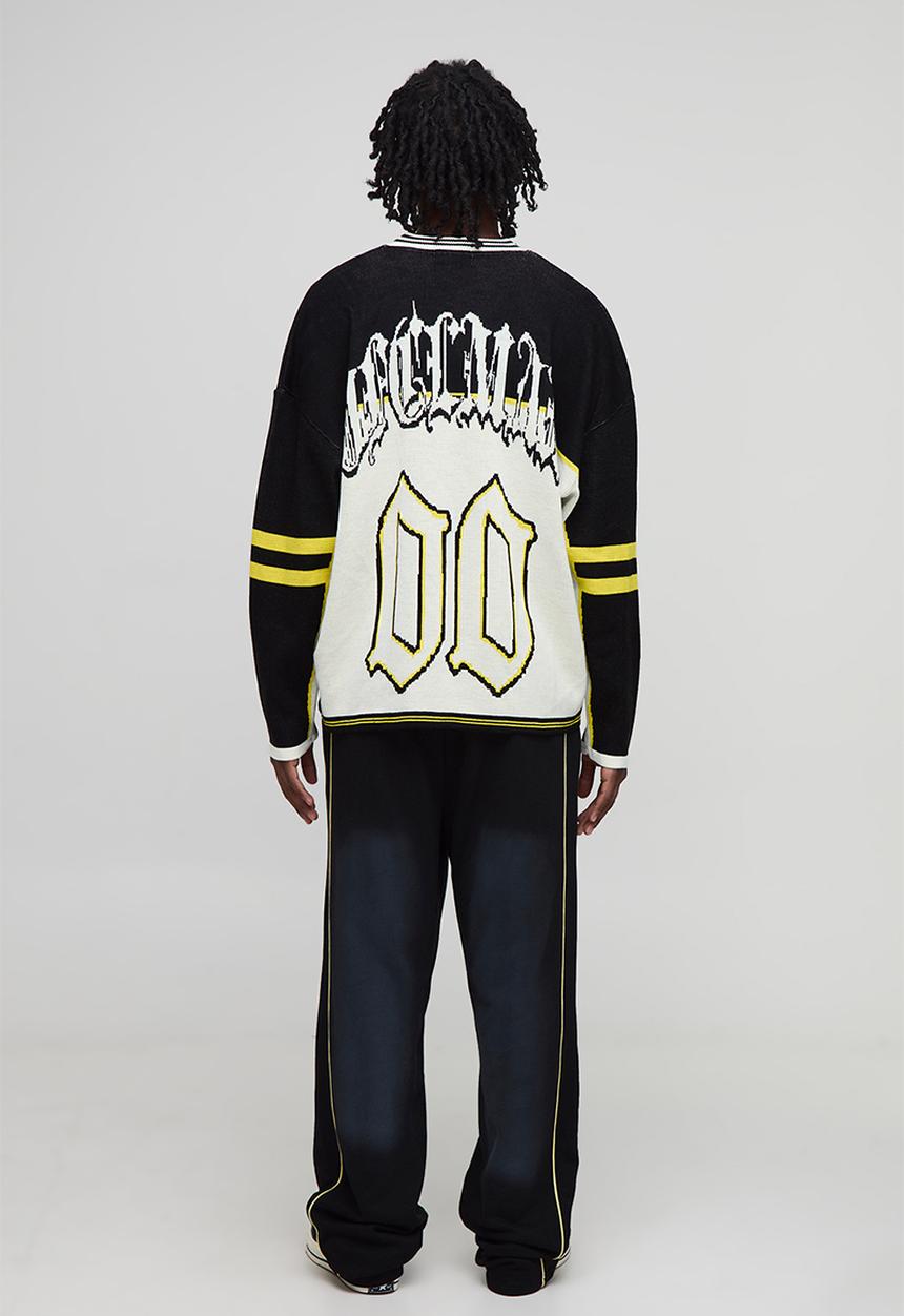 boohooMAN - Man Gothic Varsity Jacquard Knitted Hockey Sports Top - White