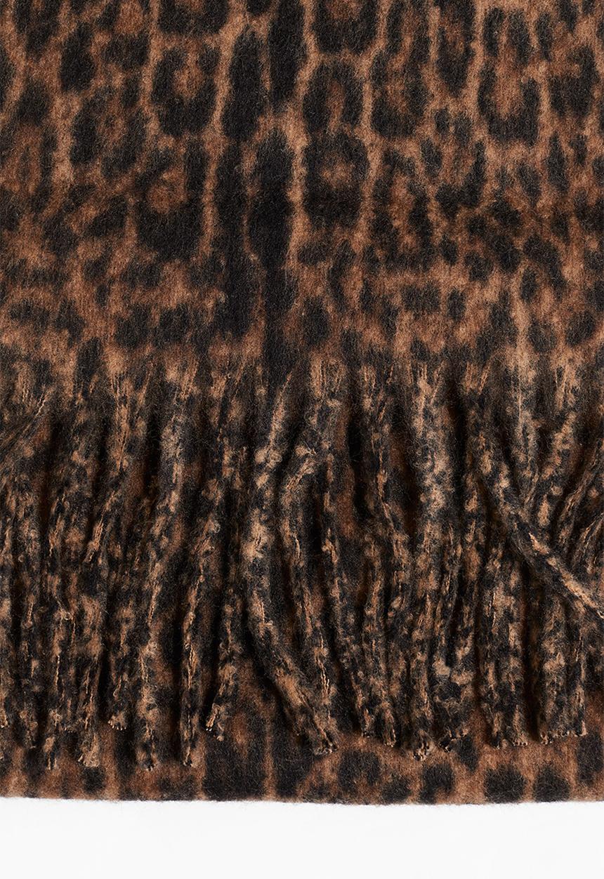 H&M - Fringed scarf - beige/leopard print 
